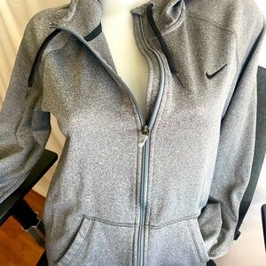 Nike Dri-fit Women’s Gray and Black Full Zip Hoodie Jacket S Thumbholes